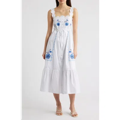 Moon River Floral Embroidery Detail Cotton Dress