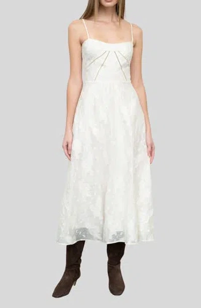 Moon River Floral Lace Back Fit & Flare Midi Dress In White