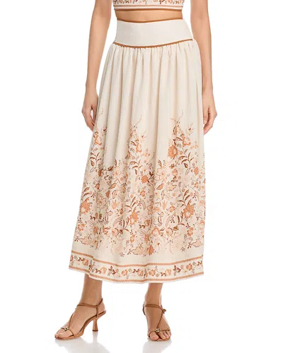 Moon River Floral Midi Skirt In Multi