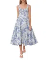 Moon River Corset Floral Midi Dress Ivory Multi In Ivory Multi