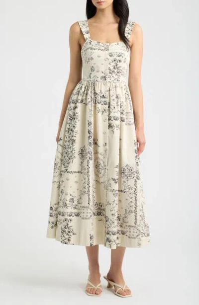 Moon River Floral Print Sleeveless Maxi Dress In Multi