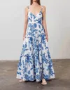 Moon River Floral Print Sleeveless Midi Dress In White In White