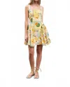 Moon River Fruit Tile Print Corset Detail Mini Dress In Orange Multi In Orange