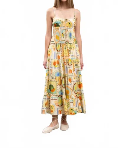 Moon River Fruit Tile Print Spaghetti Strap Midi Dress In Orange Multi