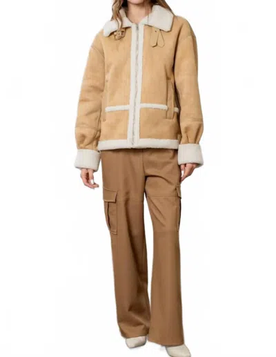Moon River Fur Moto Jacket In Yellow In Multi