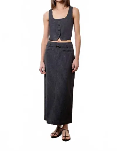 Moon River Georgia Pin Stripe Vest In Gray In Brown