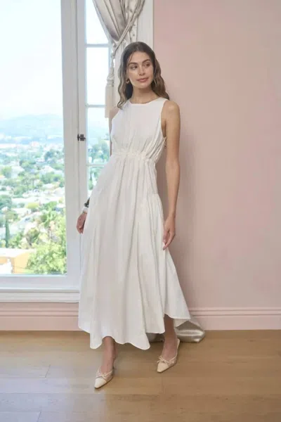 Moon River Handkerchief Hem Midi Dress In White