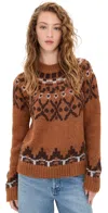 Moon River Isle Hairy Pullover Sweater Brown Multi In Brown