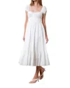 Moon River Jo Button Front Midi Dress In White In White