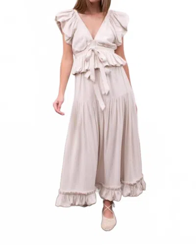 Moon River Kai Bubble Sleeve Top In Natural In White