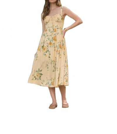 Moon River Katie Midi Dress In Yellow Multi In Neutral