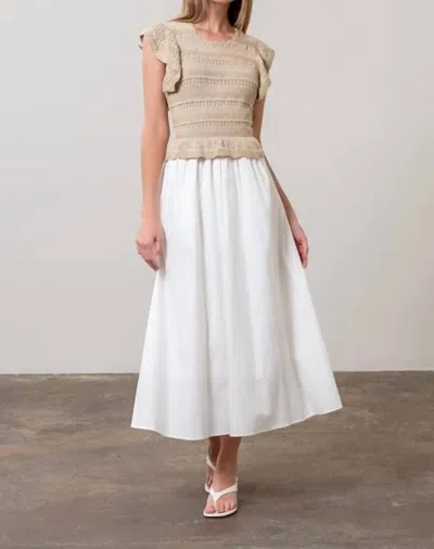Moon River Knit Top Dress In Taupe