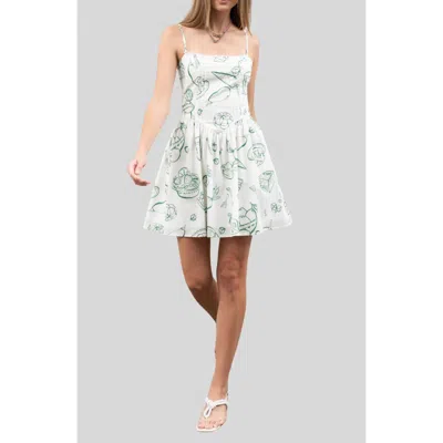 Moon River Lace Trim Cotton Minidress In Multi