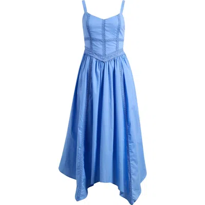 Moon River Lace Trim Sleeveless Maxi Dress In Blue