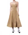 Moon River Layered Boned A Line Midi Dress In Beige In Gold