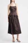 Moon River Leopard Bow Front Satin Midi Cocktail Dress In Animal Print