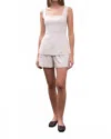 Moon River Linen Square Neck Top In White In White
