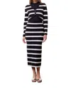 Moon River Lisette Striped Skirt In Black/white In Multi