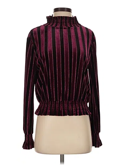 Pre-owned Moon River Long Sleeve Blouse In Burgundy