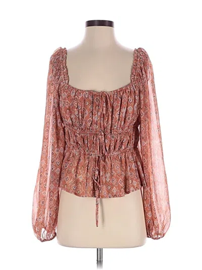 Pre-owned Moon River Long Sleeve Blouse In Orange