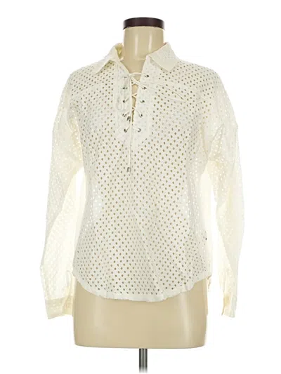 Pre-owned Moon River Long Sleeve Blouse In White