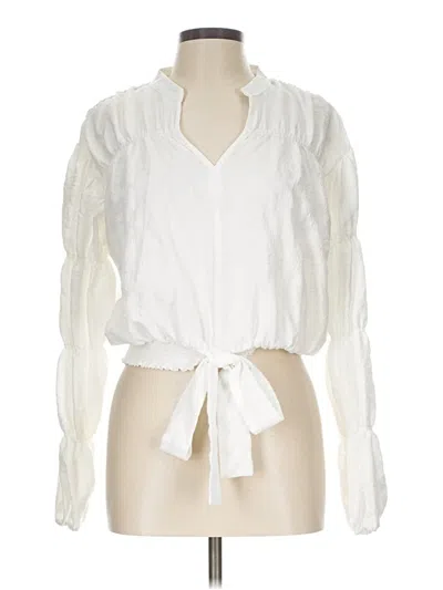 Pre-owned Moon River Long Sleeve Blouse In White