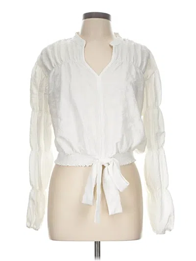 Pre-owned Moon River Long Sleeve Blouse In White