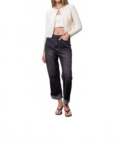 Moon River Long Sleeve Cardigan Top In Cream In White