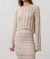 Moon River Long Sleeve Knit Sweater In Oatmeal In Pink