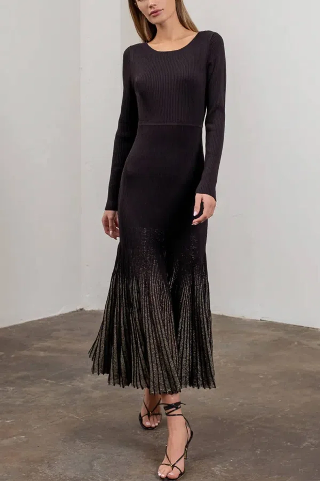 long sleeve shimmer maxi dress Handmade Black & Gold Sequin Maxi Dress- Long Sleeve Evening Gown | High Neck Sequin Stripe Dress