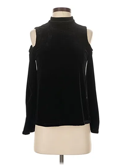Pre-owned Moon River Long Sleeve Top Black Cold Shoulder Neckline Tops