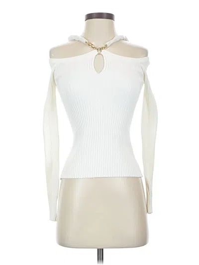 Pre-owned Moon River Long Sleeve Top Ivory Keyhole Neckline Tops In White