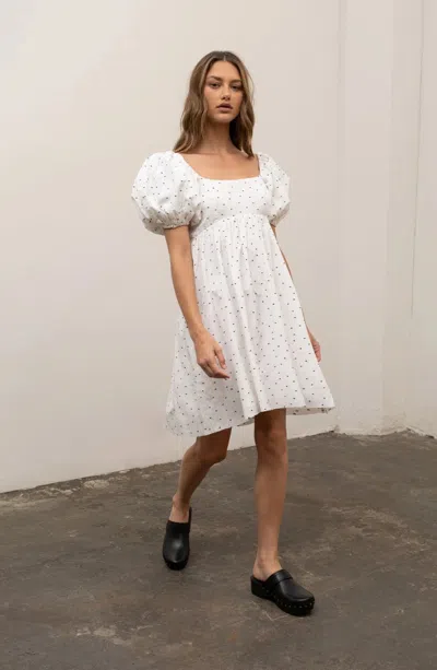 Moon River Maxi Dress Women White Polka Dot Balloon Sleeve Square Neck Frog347 In Multi