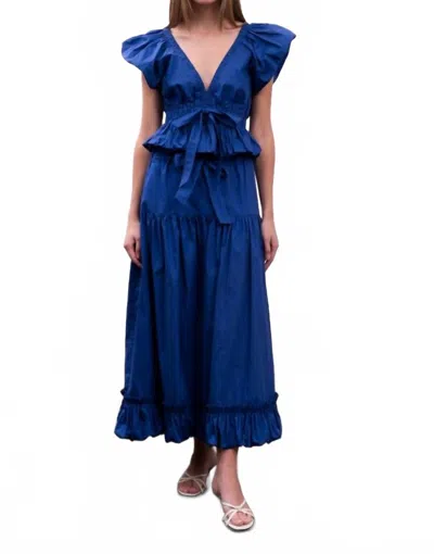 Moon River May Bubble Sleeve Top In Blue