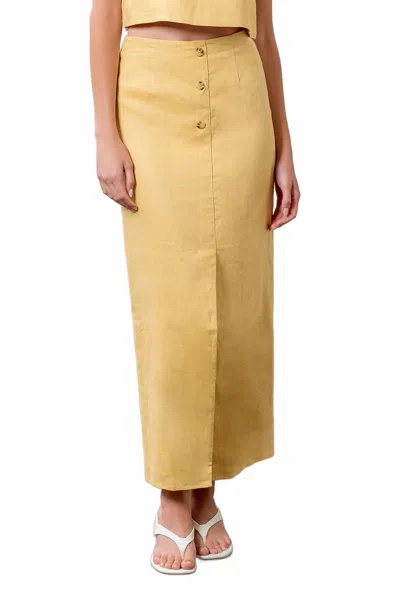 Moon River Mellow Midi Skirt In Light Yellow In Gold
