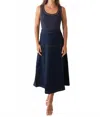 Moon River Mix Media Denim Dress In Blue In Blue