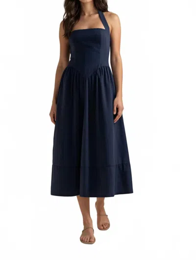 Moon River Moira Halter Midi Dress In Navy In Blue