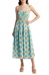 Moon River Myla Floral Midi Dress In Mint In Multi