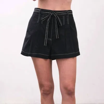 Moon River Paper Bag Belt Detail Short In Black