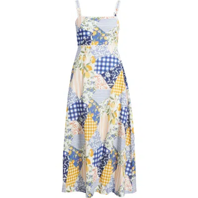 Moon River Patchwork Print Cotton Minidress In Multi