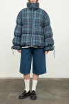 Moon River Plaid Oversized Puffer Jacket In Green, Women's At Urban Outfitters In Multi