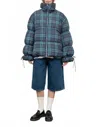 Moon River Plaid Puffer Jacket In Green In Multi