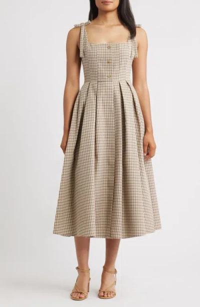 Moon River Plaid Tie Strap Sundress In Multi