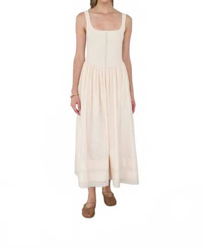 Moon River Pointelle Maxi Dress In Beige In Neutral