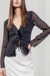 Moon River Poppy Ruffle Front Top In Black In Black