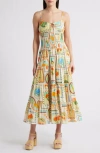 Moon River Print Tiered Maxi Dress