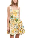 Moon River Printed Corset Poplin Mini Dress In Multi