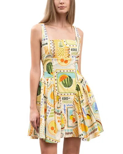 Moon River Printed Corset Poplin Mini Dress In Multi