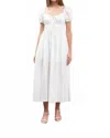 Moon River Puff Sleeve Tiered Midi Dress In White In White