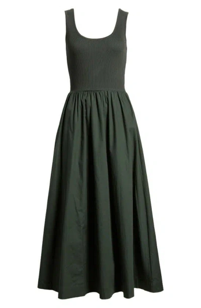 Moon River Ribbed Bodice Maxi Dress In Green